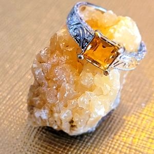 Citrine and Sterling Silver Handmade Ring (Size 7)